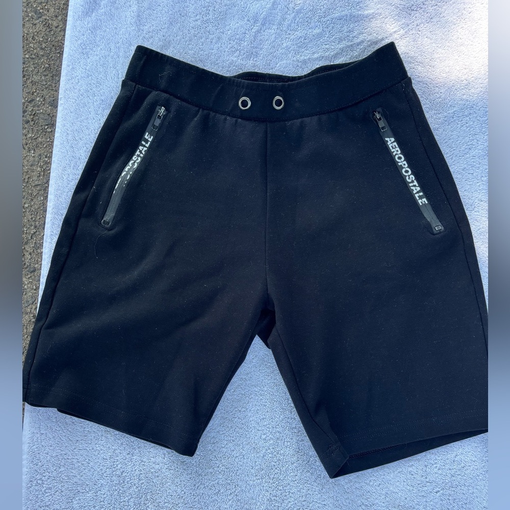 Aeropostale Black Athletic Shorts Elastic Waist